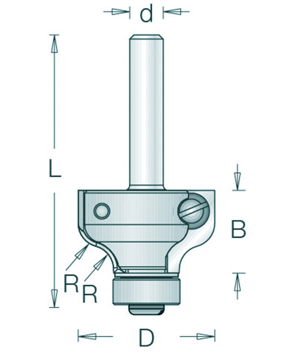 679-8 HM Amaxx Profielfrees met Onderlager en Wisselmes R=4,5 d=8